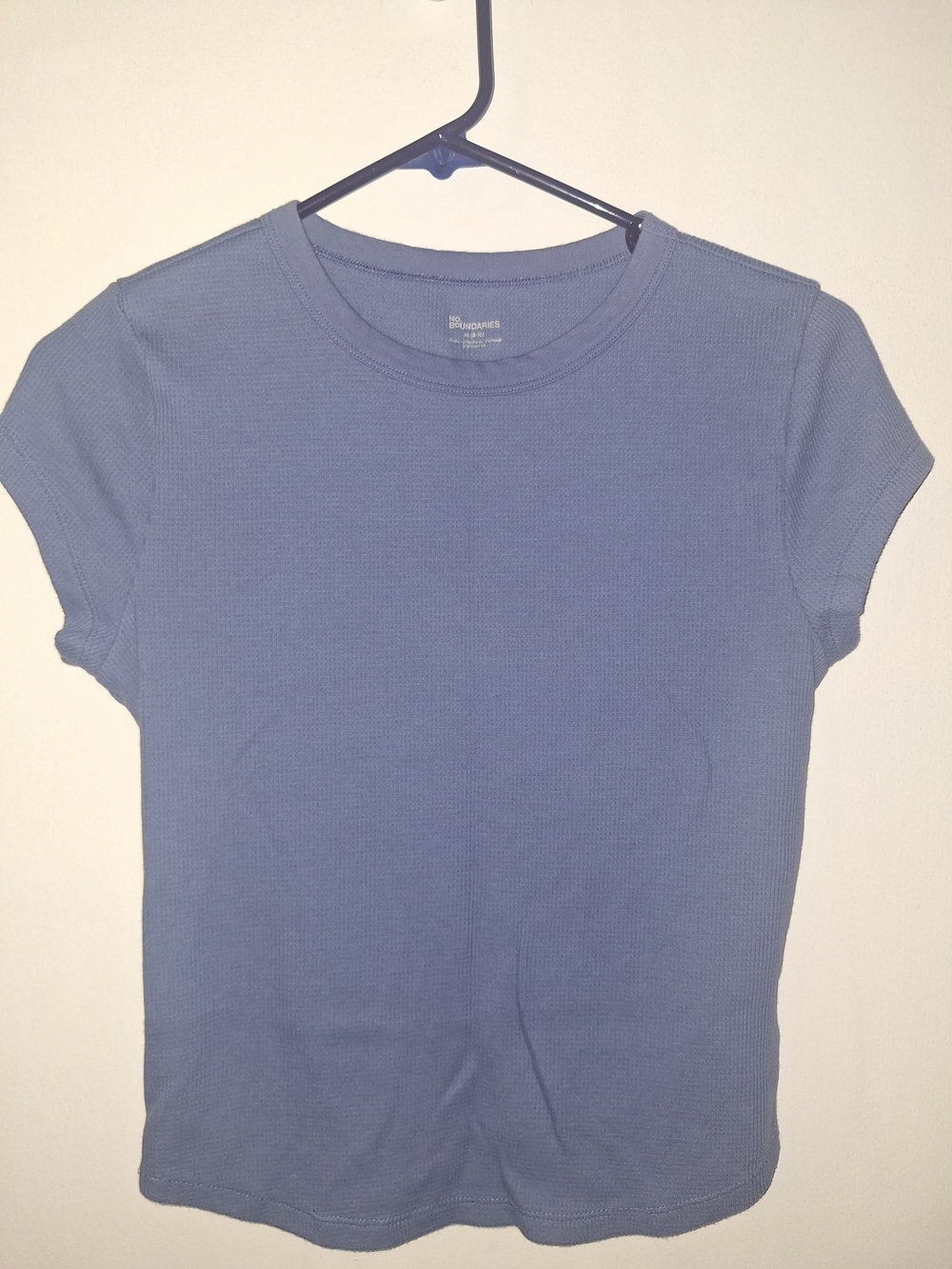 No Boundaries Short Sleeve Ribbed Tee - Blue